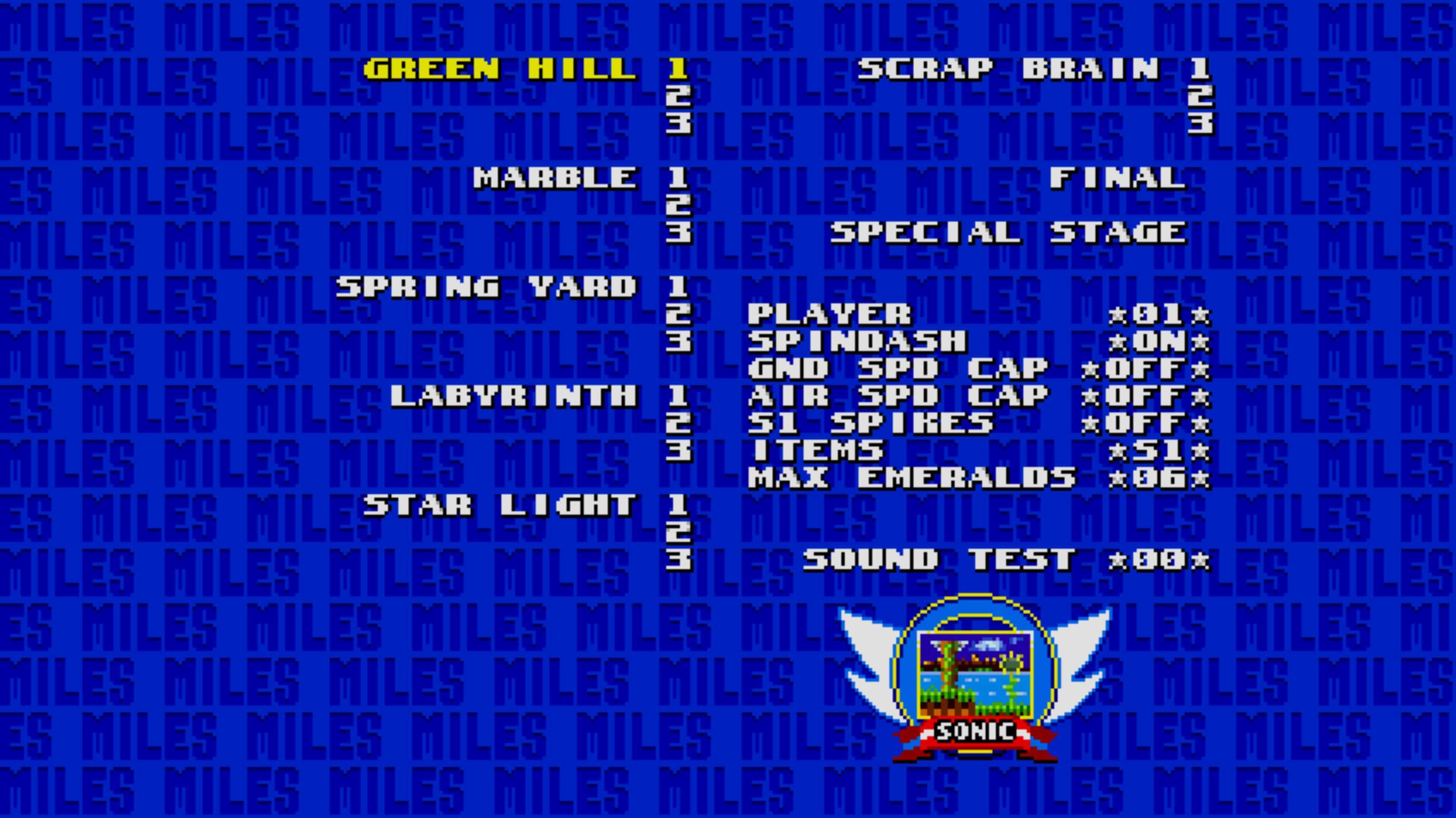 Sonic the Hedgehog level select